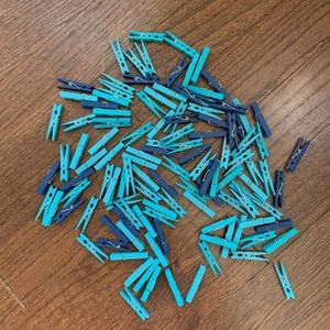 Blue wooden clips - 114 total
